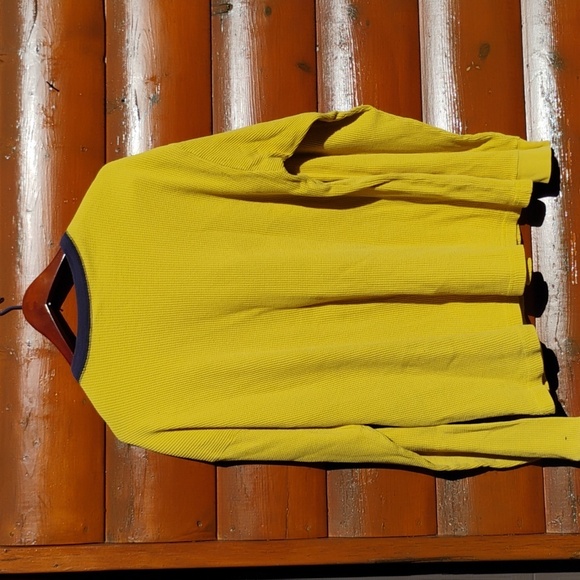 β Old Navy YELLOW & NAVY THERMAL LONG SLEEVE VINTAGE SHIRT Sz LG/XL - Picture 4 of 16